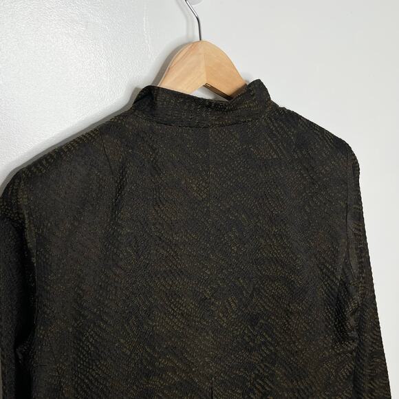 Eileen Fisher Womens Silk Jacket Small Black Jacquard Open Front Pockets Lined - Picture 10 of 13